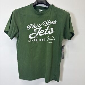 47 Brand New York Jets T Shirt Men's Green Retro Faded NFL Team Apparel NEW Sz M